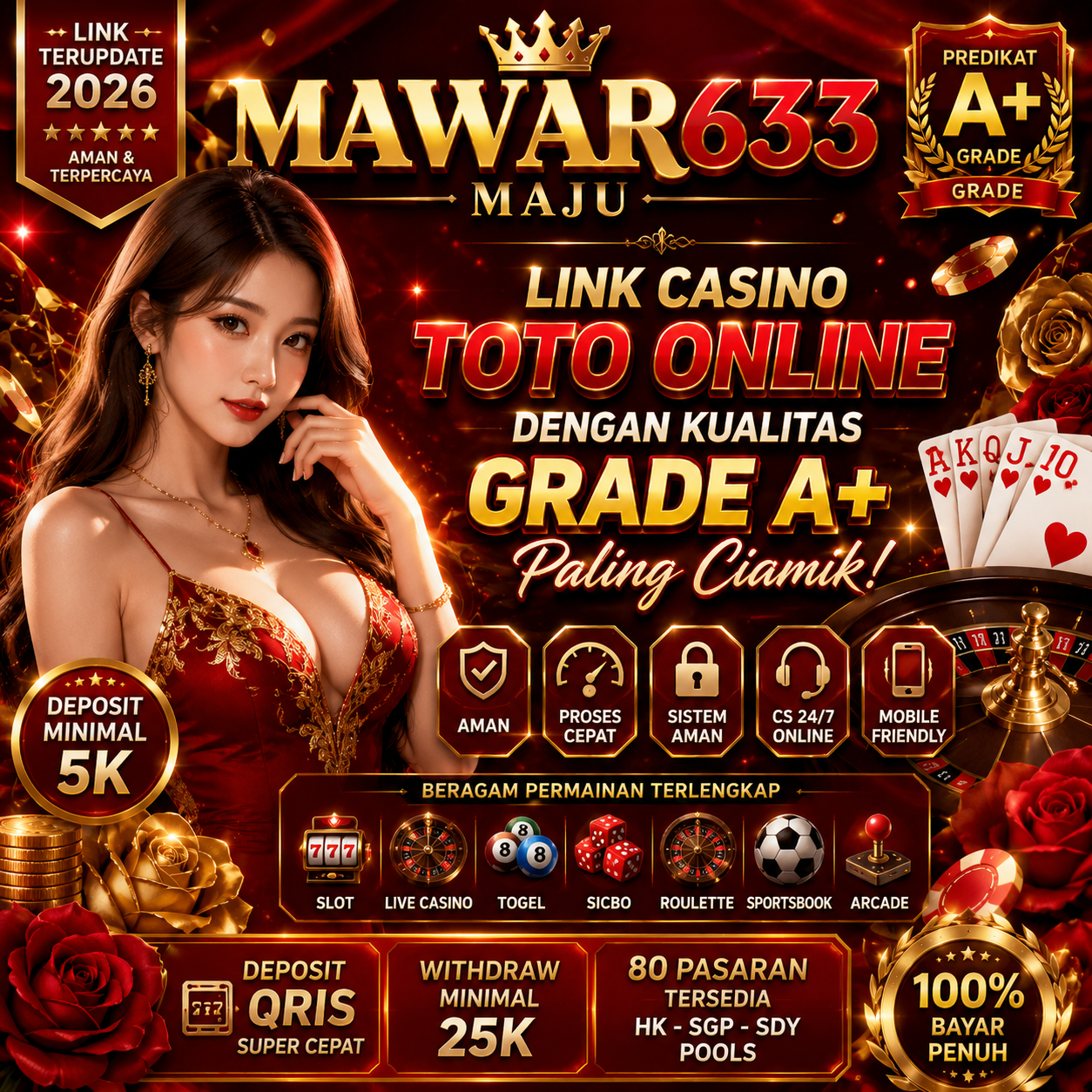 MAWAR633 Maju | Link Casino Toto Online Dengan Kaulitas Grade A+ Paling Ciamik 2026 image 1